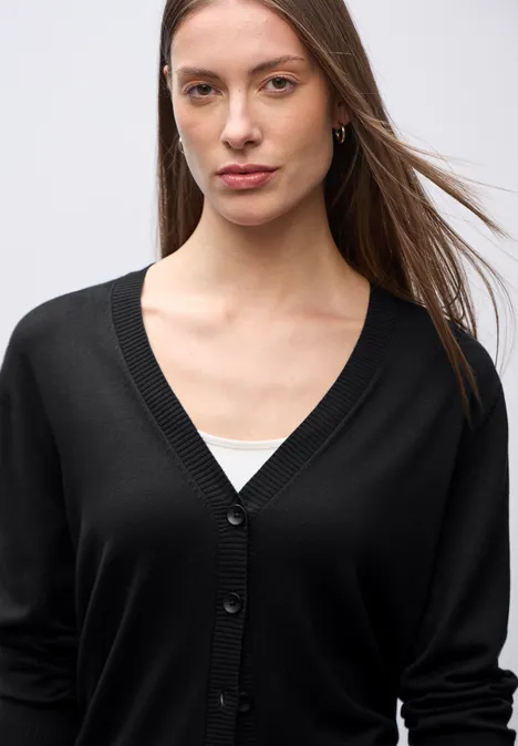 Strickjacke mit V-Ausschnitt Black