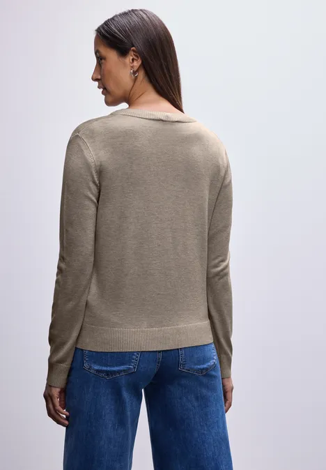 Vest met V-hals mocha dream mel.
