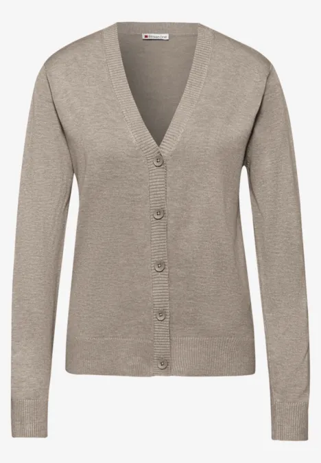 Vest met V-hals mocha dream mel.