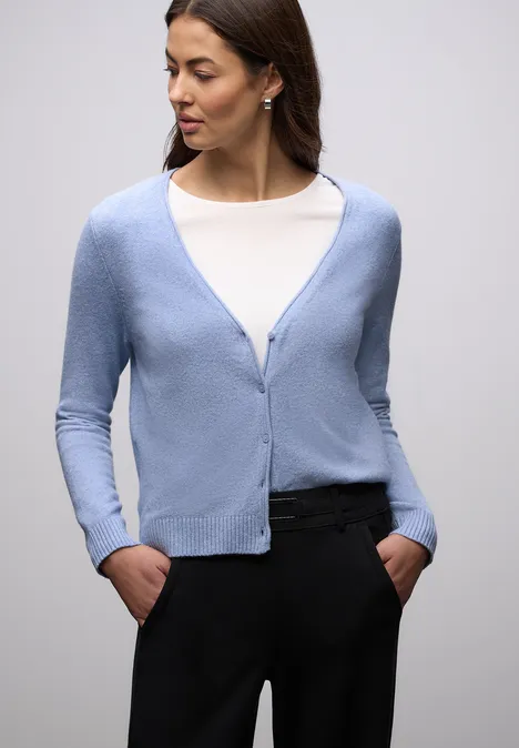 Kuscheliger V-Neck Cardigan frosted blue mel.