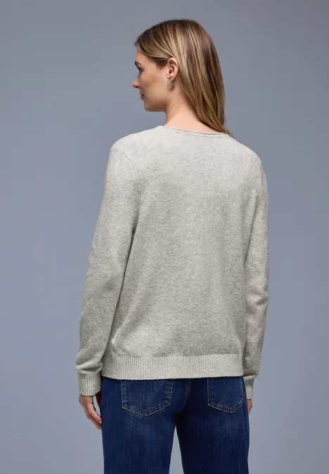 Kuscheliger V-Neck Cardigan pelican grey mel.