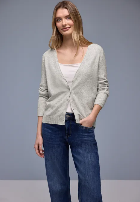 Kuscheliger V-Neck Cardigan pelican grey mel.