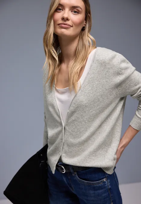 Kuscheliger V-Neck Cardigan pelican grey mel.