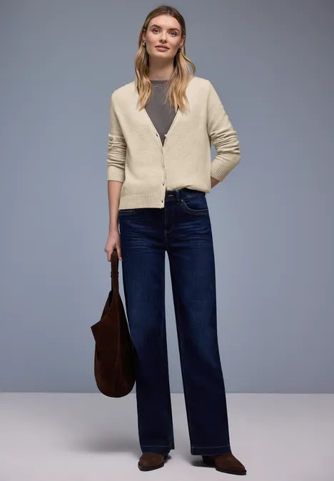 Kuscheliger V-Neck Cardigan cotton beige mel.