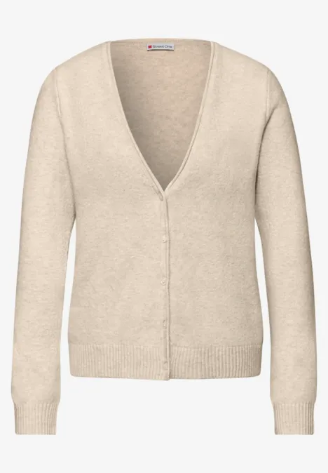 Kuscheliger V-Neck Cardigan cotton beige mel.
