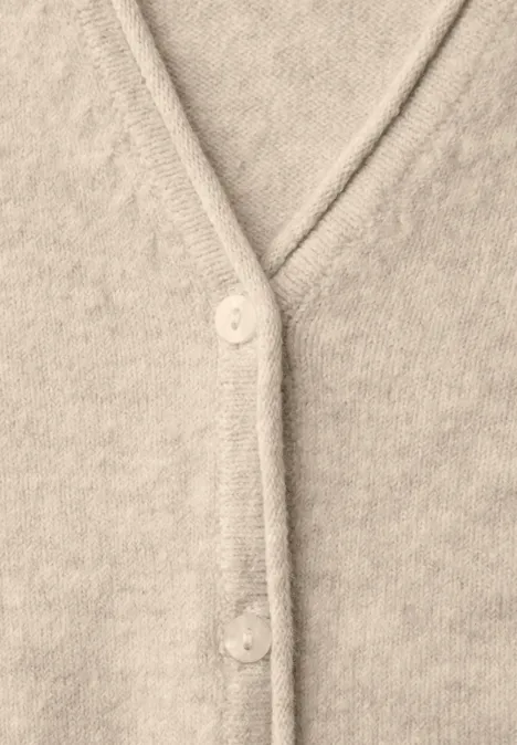 Kuscheliger V-Neck Cardigan cotton beige mel.