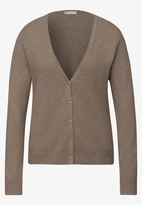 Kuscheliger V-Neck Cardigan light terra mocha mel.