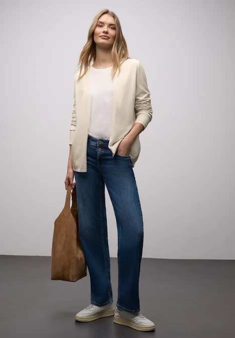 Cardigan in Unifarbe cream white melange