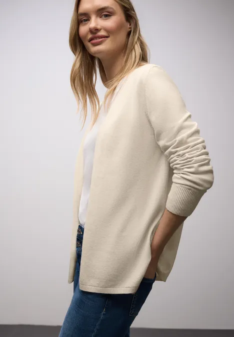 Cardigan in Unifarbe cream white melange