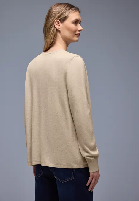 Cardigan en couleur unie cotton beige mel.