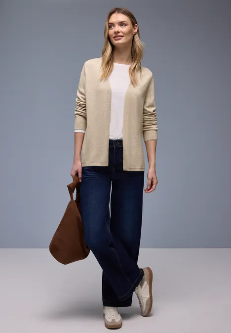 Cardigan en couleur unie cotton beige mel.