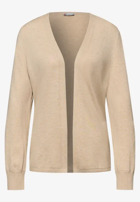 Cardigan en couleur unie cotton beige mel.