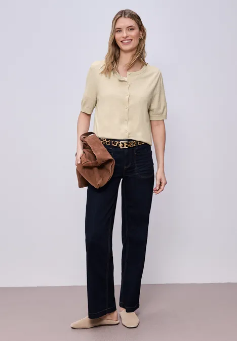 Effen vest smoke beige mel.