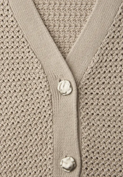 Vest met korte mouwen, V-hals en structuur clay sand Vest met korte mouwen, V-hals en structuur clay sand