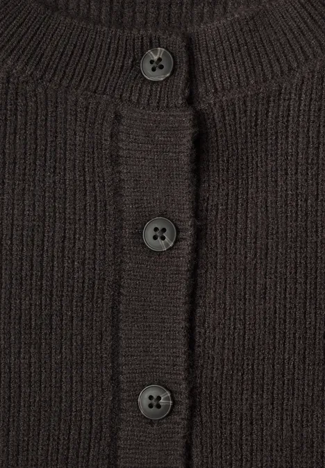 Dunkelbrauner Strickcardigan mit Knopfleiste