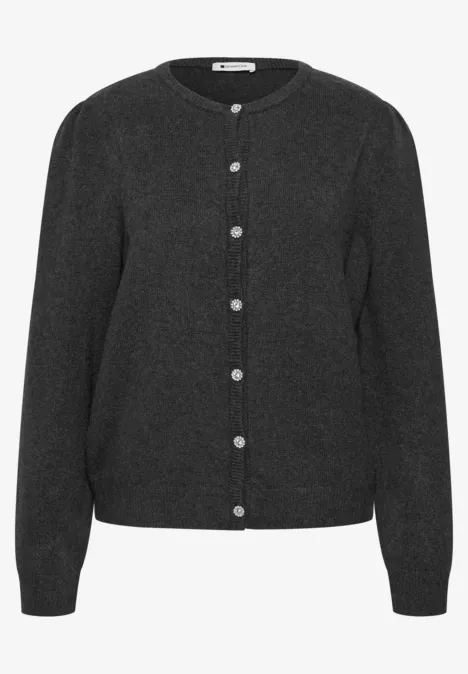 Anthrazitfarbener Strick-Cardigan mit Knopfleiste