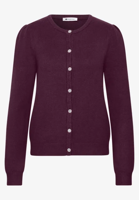 Langarm Cardigan mit Rundhals und Knöpfen berry maroon mel. Dunkellila Strickcardigan mit Rundhalsausschnitt und Knopfleiste.