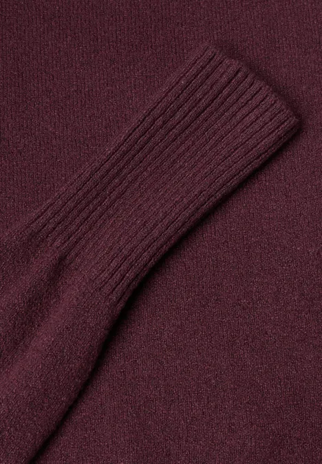 Pull fin tricoté bordeaux foncé avec poignet de manche côtelé