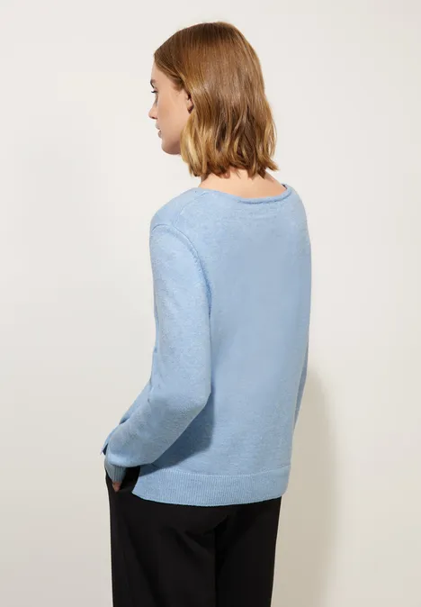 Pullover mit V-Ausschnitt feather blue melange