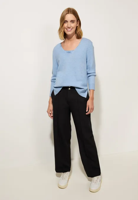 Pullover mit V-Ausschnitt feather blue melange