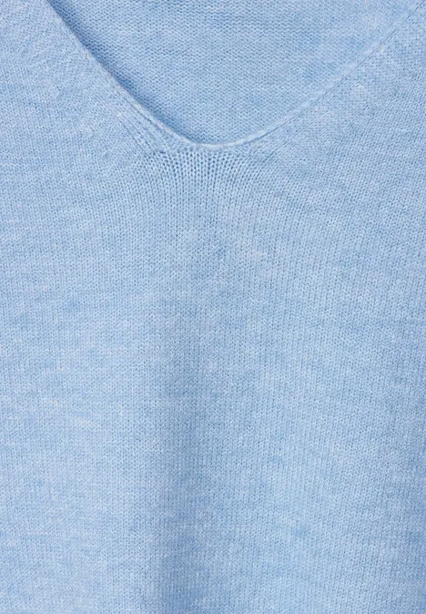 Pullover mit V-Ausschnitt feather blue melange