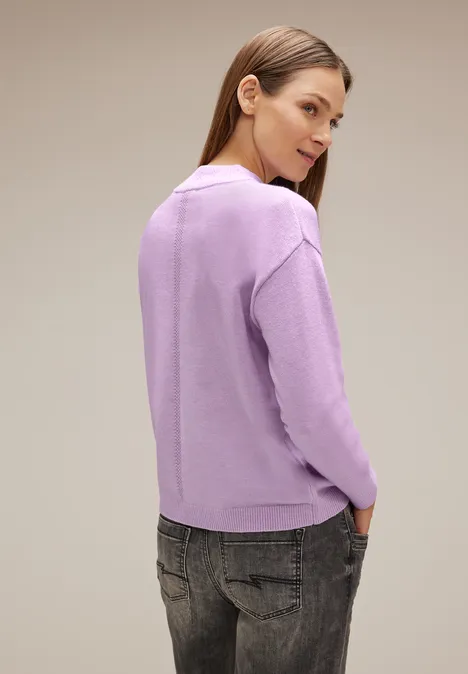Trui met opstaande kraag soft pure lilac melange