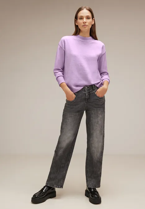 Trui met opstaande kraag soft pure lilac melange