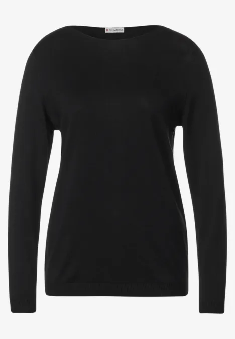 Basic Feinstrickpullover Black