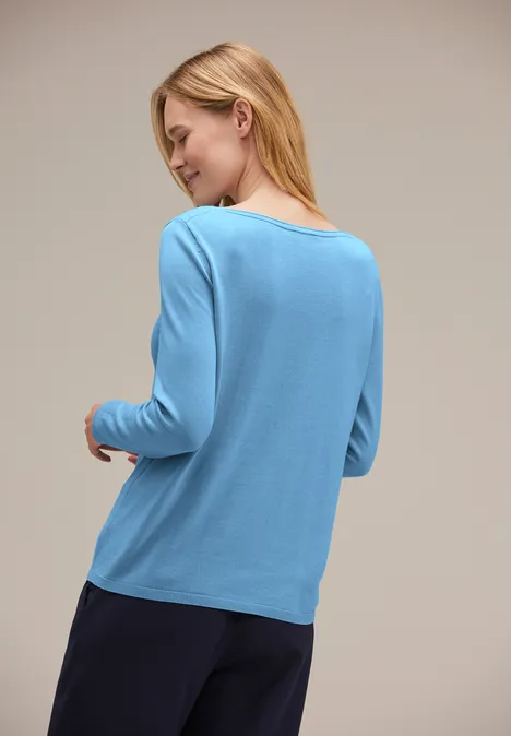 U-Boot Ausschnitt Pullover gentle blue
