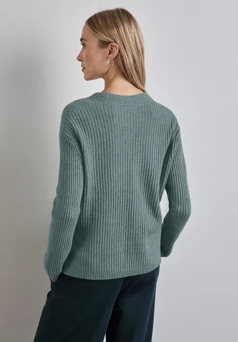Strukturpullover steelwood blue melange