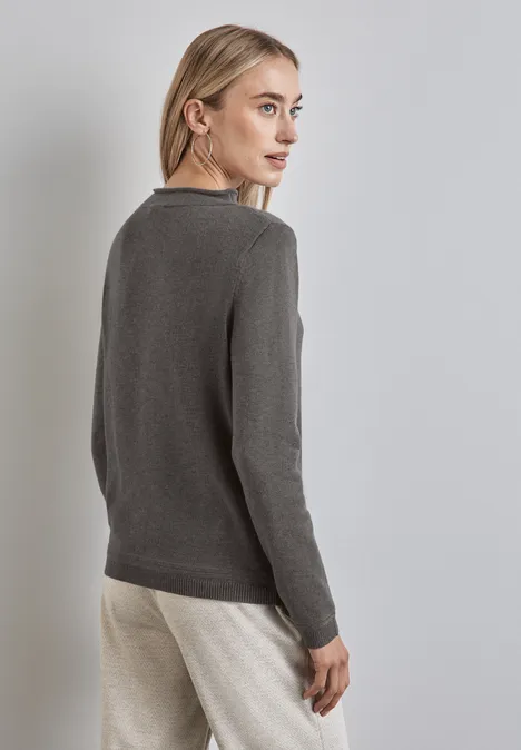 Pullover mit gerolltem Saum smokey walnut brown melange