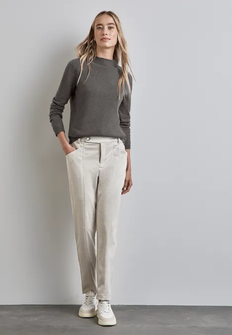 Pullover mit gerolltem Saum smokey walnut brown melange