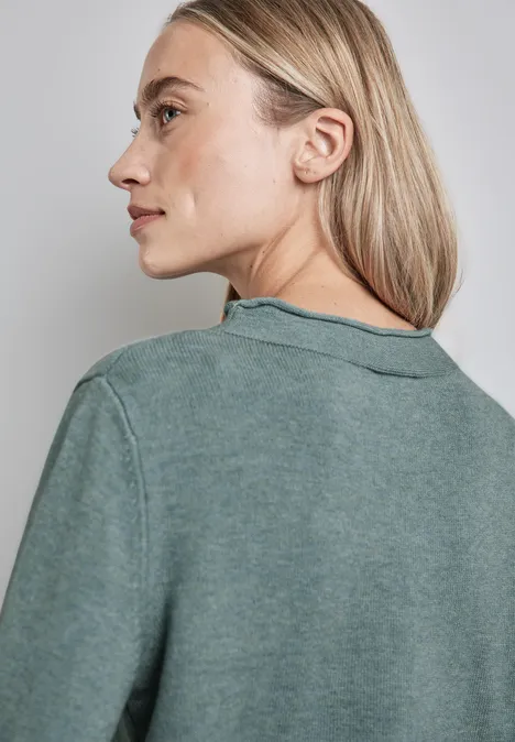 Pullover mit gerolltem Saum steelwood blue melange