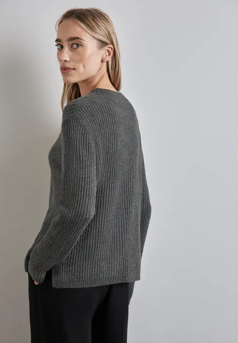 Strukturpullover gravel grey mel.