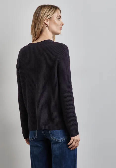 Struktur-Pullover deep tint blue