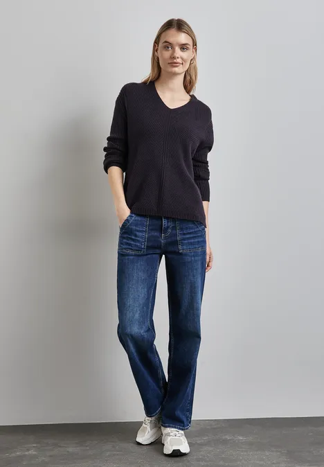 Struktur-Pullover deep tint blue