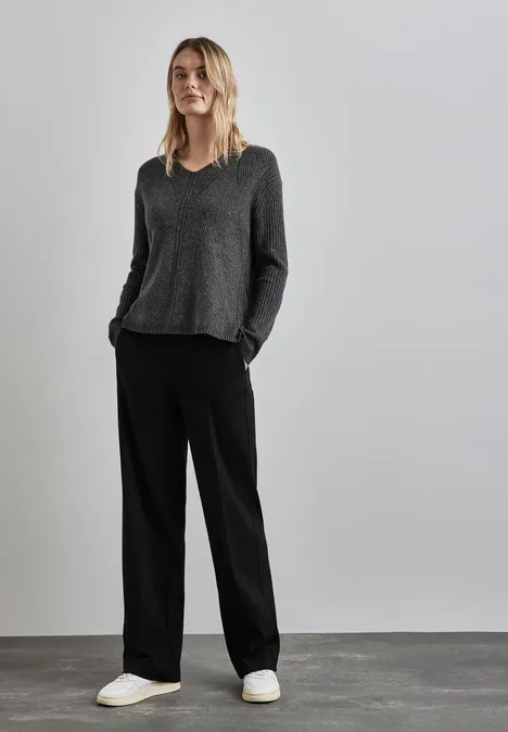 Struktur-Pullover gravel grey mel.