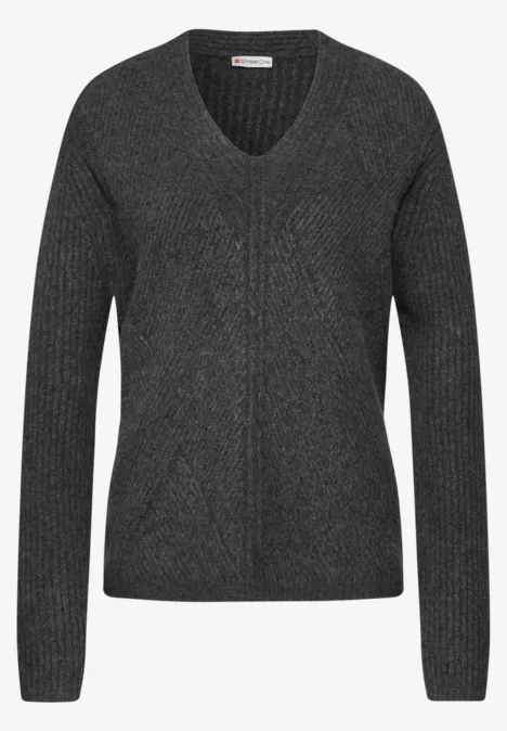 Struktur-Pullover gravel grey mel.