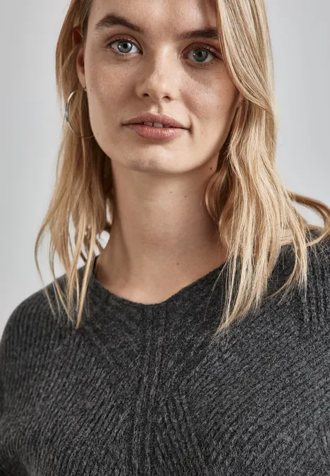 Struktur-Pullover gravel grey mel.