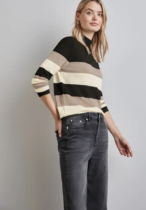 Gestreifter Pullover Black