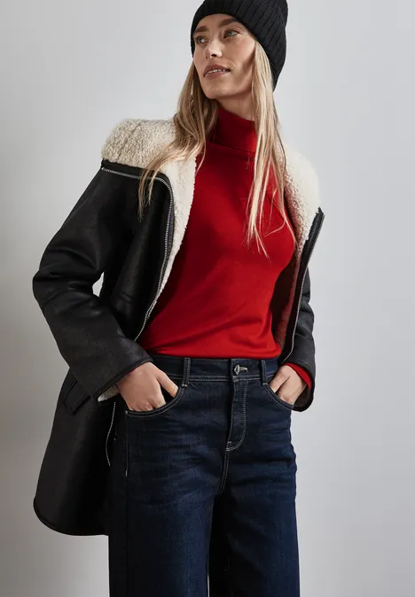 Basic Rollkragen-Pullover autumn red