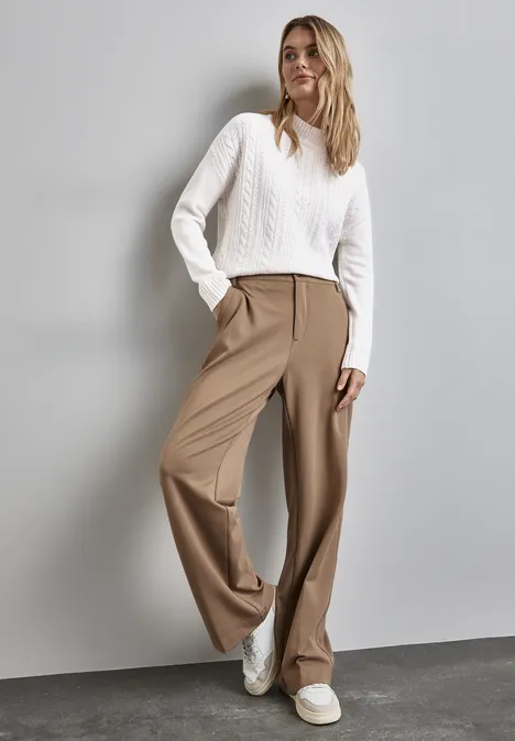 Pullover mit Strickmuster cream white melange