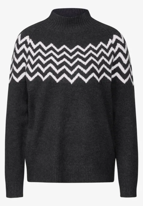 Pullover mit Stehkragen anthracite melange
