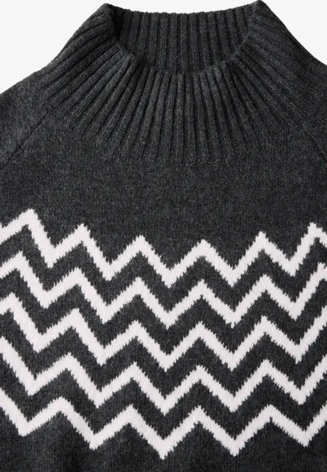 Pullover mit Stehkragen anthracite melange