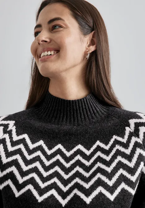 Pullover mit Stehkragen anthracite melange