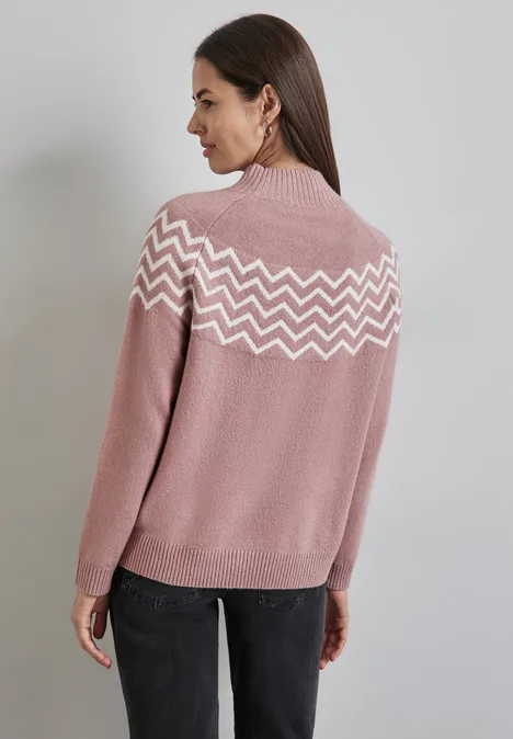 Pullover mit Stehkragen rosewood pink melange