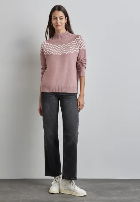 Pullover mit Stehkragen rosewood pink melange