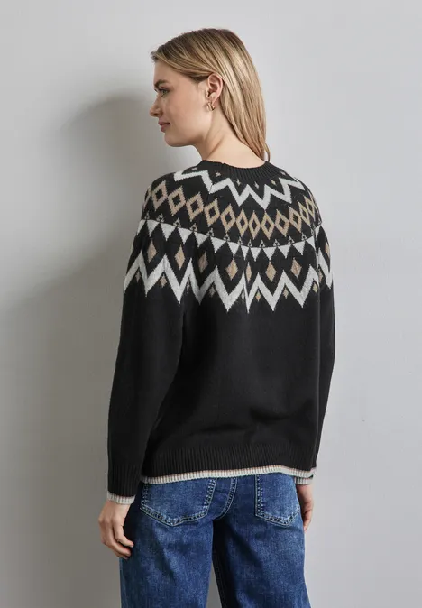 Pullover im Norweger-Stil Black