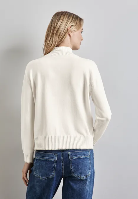 Pullover mit Stehkragen cream white melange
