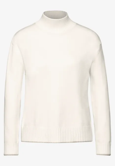 Pullover mit Stehkragen cream white melange